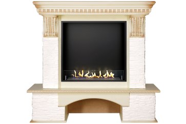 Биокамин в портале Firezo Pierre luxe Сланец белый Слоновая кость с патиной, стандарт